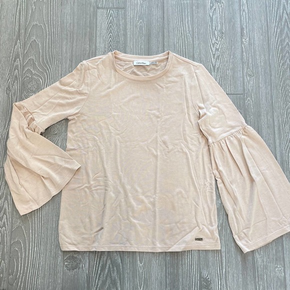 Calvin Klein Tops - Calvin Klein Women's Ribbed Flared Sleeve Knit Tops Crew Neck Pink Size Medium